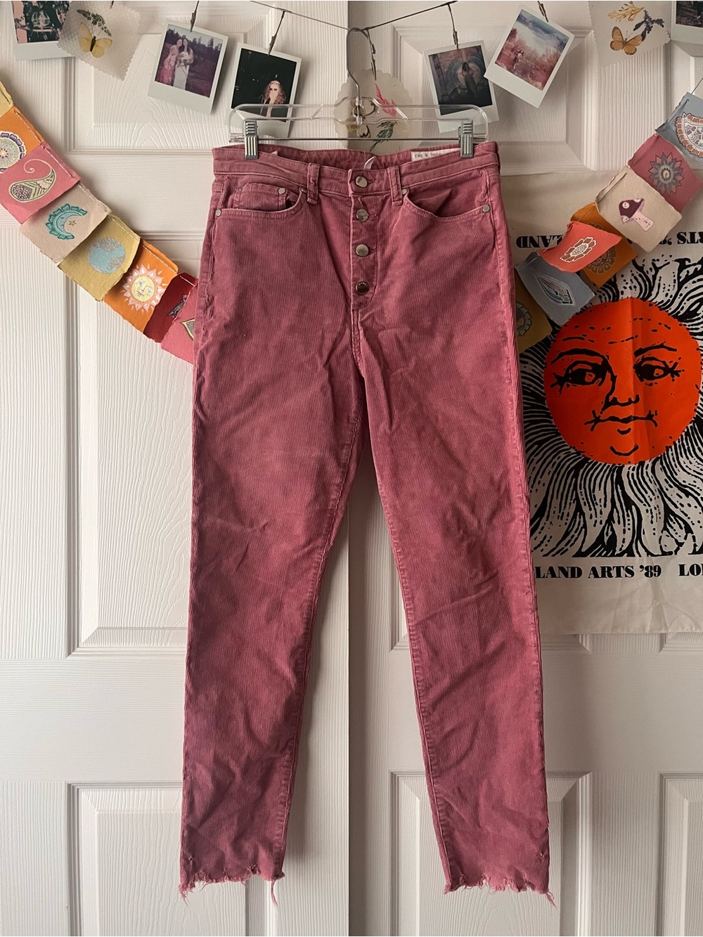 Rag & Bone Women's High-Rise Button-Fly Jeans in Dusty Rose